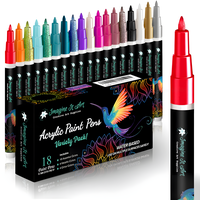 Acrylic Paint Markers, 18-Colors, 0.7mm Fine Tip Art Markers, Paint Pens Paint Markers, Great for Rock Painting Glass Wood Ce...