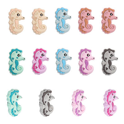 14Pcs 7 Colors Food Grade Eco-Friendly Silicone Beads