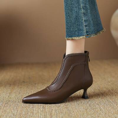 CHIKO Agnes Pointy Toe Kitten Heels Ankle Boots