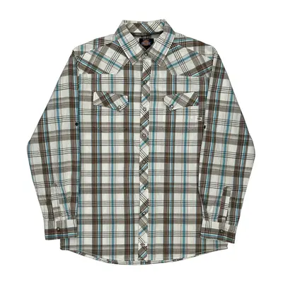 Dickies Checked Flannel Shirt - Large Beige Cotton