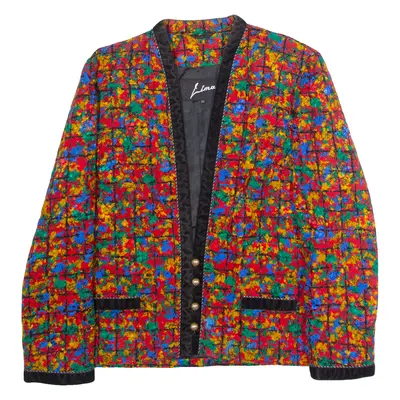 LIMA Womens Blazer Jacket Red Silk 90s Crazy Pattern UK 10
