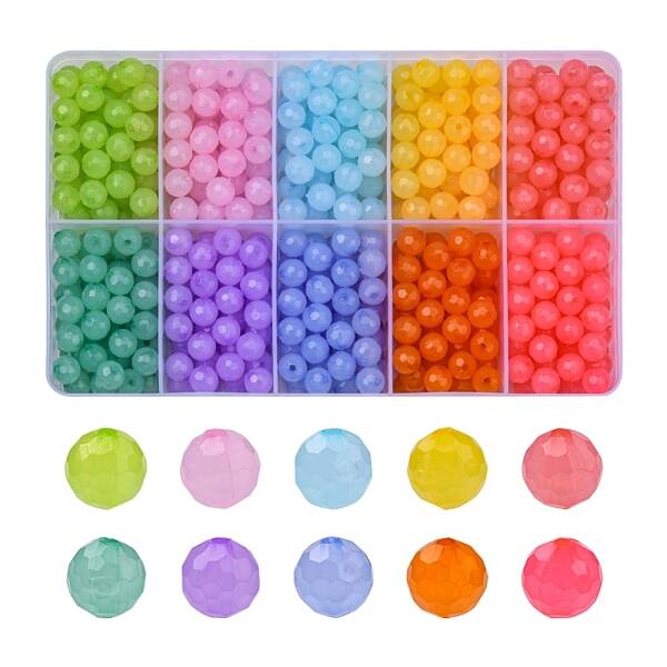 600Pcs 10 Colors Transparent Acrylic Beads