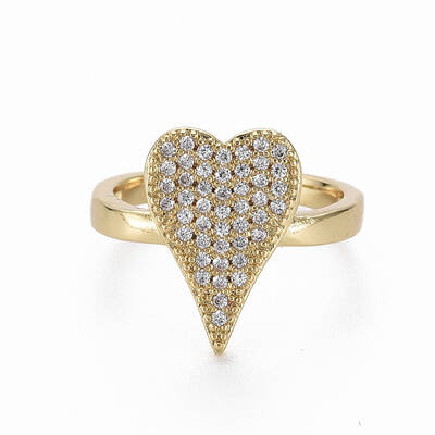 Adjustable Brass Micro Pave Clear Cubic Zirconia Finger Rings