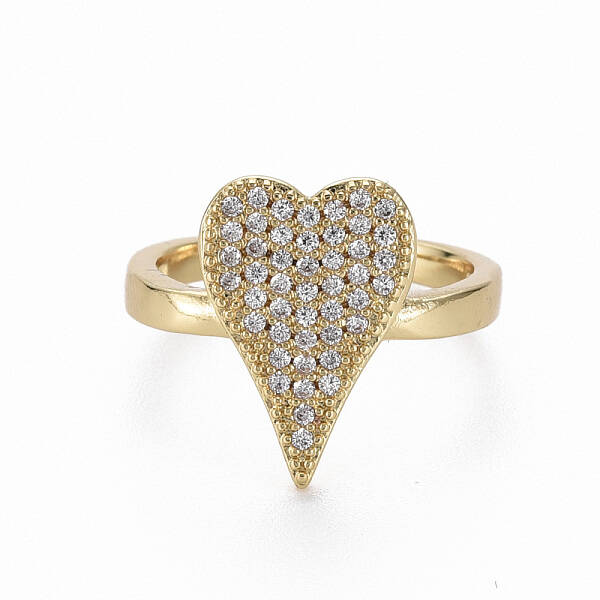 Adjustable Brass Micro Pave Clear Cubic Zirconia Finger Rings