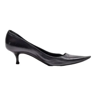 BALLY Pump Heels Black Leather Womens UK 7.5