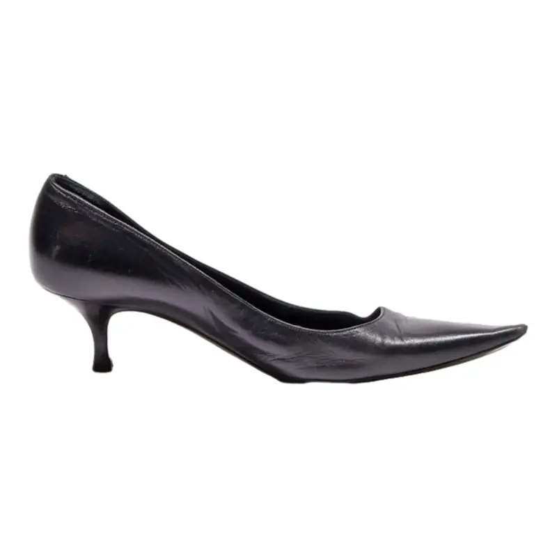 BALLY Pump Heels Black Leather Womens UK 7.5