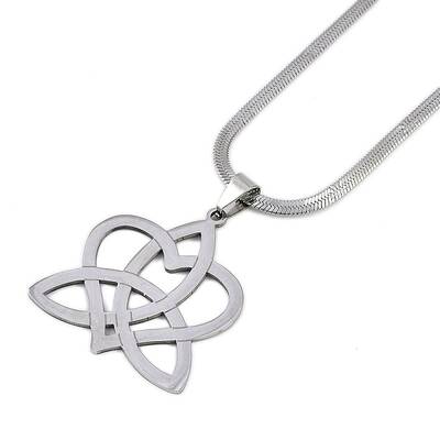 304 Stainless Steel Trinity Heart Pendant Box Chain Necklaces
