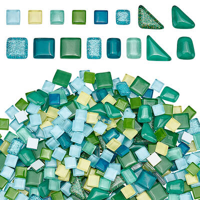 Green Series Glass Mosaic Cabochons