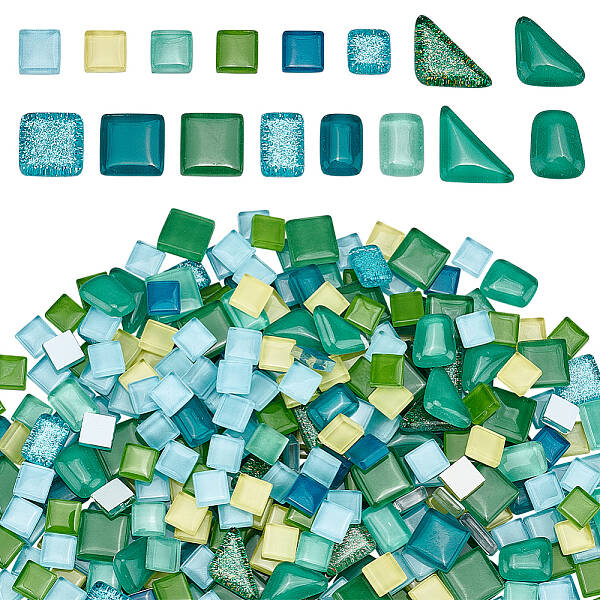 Green Series Glass Mosaic Cabochons