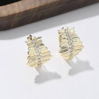 Brass Clear Cubic Zirconia Hoop Earrings