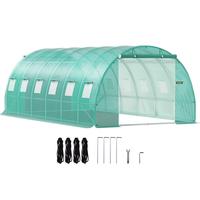 VEVOR Walk-in Tunnel Greenhouse, Portable Hot House, Max. 20 x 10 x 7 ft, Galvanized Steel Hoops, 3 Top Beams, 2 Zippered Doo...