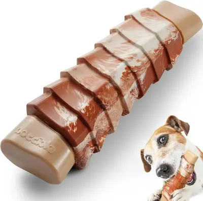Nocciola Dog Chew Toy for Aggressive Chewers, Real Beef Flavor,Durable Nylon & Rubber Toy for More Than 30 Pounds Medium & La...
