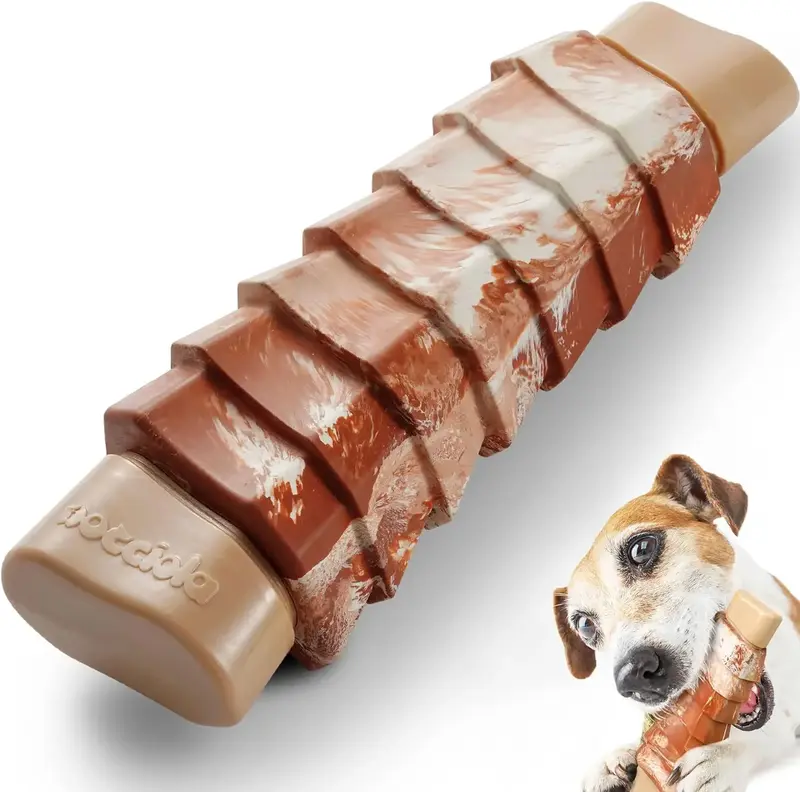 Nocciola Dog Chew Toy for Aggressive Chewers, Real Beef Flavor,Durable Nylon & Rubber Toy for More Than 30 Pounds Medium & La...