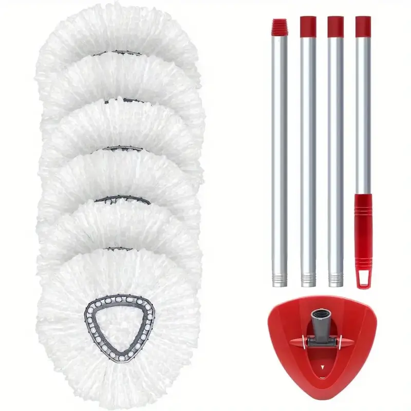 Spin Mop Replace Head Base, Handle Compatible with O Cedar EasyWring Microfiber Spin Mop, 6 Mop Refills Replacement Heads, 30...