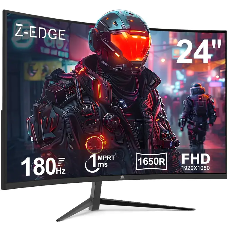 Z-EDGE 24 inch Gaming Monitor Curved 180Hz Refresh Rate 1ms Response Time FreeSync FHD HDR Immersion HDMI/DP VESA Mountable U...