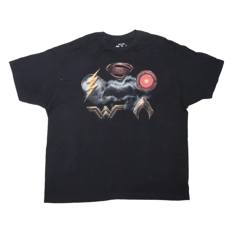 JUSTICE LEAGUE T-Shirt Black Short Sleeve Mens 2XL