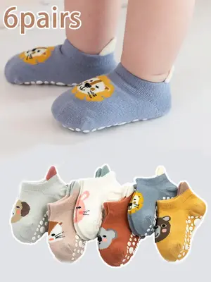 Boy's Cartoon Animal Print Ankle Socks, Comfortable Breathable Non-slip Socks for Infant Toddler, Baby's Socks & Hosiery for ...