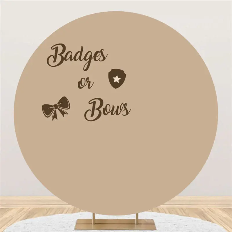 Round Badge Or Bow Brown Backdrop For Gender Reveal - Aperturee