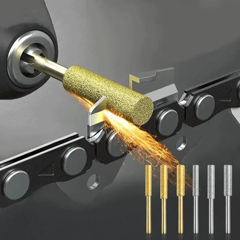 Diamond Coated Cylindrical Burr, Chainsaw Sharpener Stone File Chain Saw Sharpening, Multifunctional Carving Grinding Tool