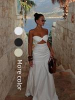 Women's Plain Cut Out Tube Dress, Casual Sleeveless Strapless Dress for Summer, Women's Clothes for Beach Holiday, Formal Ele...