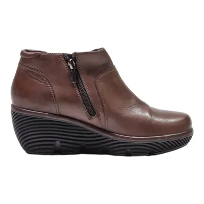 CLARKS Ankle Boots Brown Leather Womens UK 4.5
