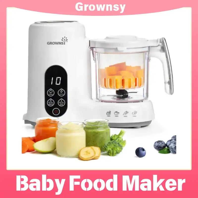 Grownsy Baby Food Maker with Steam Basket, One Step Baby Food Processor Steamer Puree Blender Grinder Mills Machine, Auto Coo...
