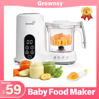 Grownsy Baby Food Maker with Steam Basket, One Step Baby Food Processor Steamer Puree Blender Grinder Mills Machine, Auto Coo...