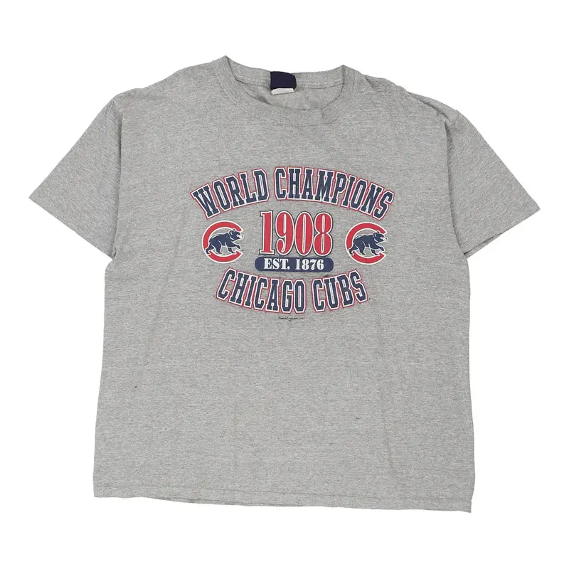 Chicago Cubs Majestic MLB T-Shirt - XL Grey Cotton
