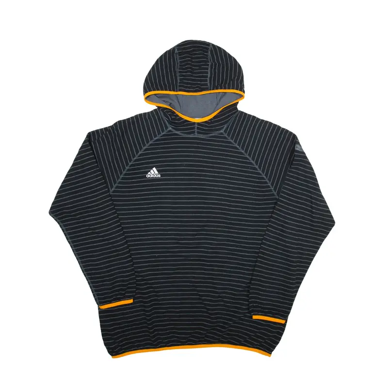 ADIDAS 2013 Striped Hoodie Black Pullover Mens L