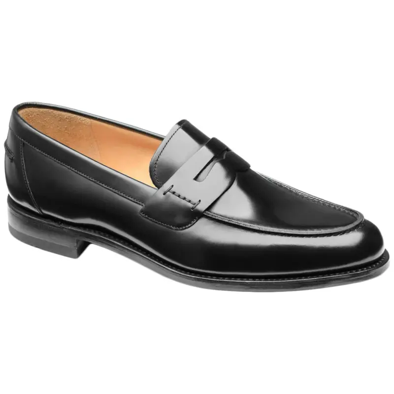 Loake 256B-BLK Leather Men's Slip On Shoes - Black - Size:US 8 Men