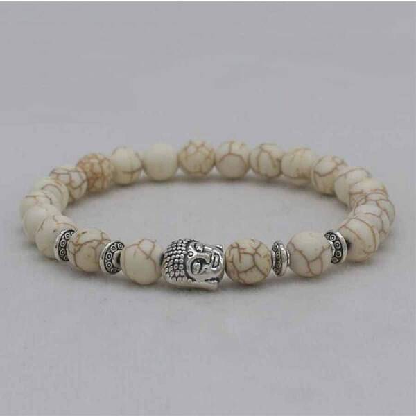 Volcano Stone Buddha Head Elastic Yoga Bracelet DIY Agate Buddha Bead Bracelet