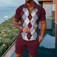 Men's Track Suits 2 Piece Summer Short Sets Outfits Fashion Polo Shirt Casual Short Sleeve and Shorts set