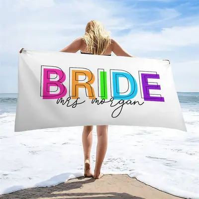 Future Mrs Colorful Custom Name Bride Beach Towel - Aperturee