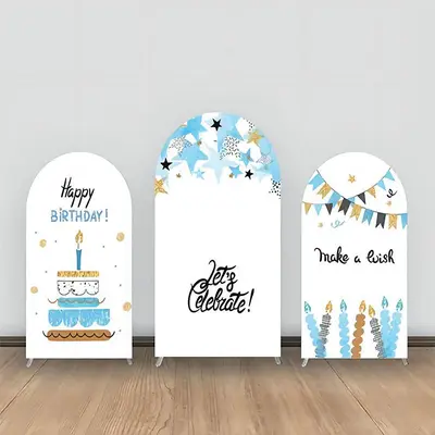 Blue White Make A Wish Birthday Arch Backdrop Kit - Aperturee