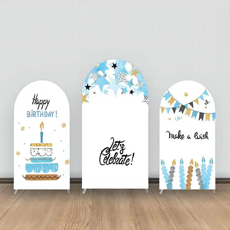 Blue White Make A Wish Birthday Arch Backdrop Kit - Aperturee