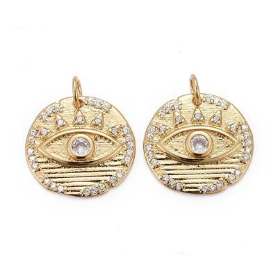 Brass Micro Pave Clear Cubic Zirconia Pendants