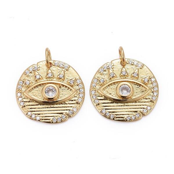 Brass Micro Pave Clear Cubic Zirconia Pendants