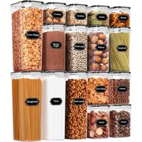 AISOON 32 PCS 16 PACK Airtight Food Storage Container Set, BPA Free Containers for Kitchen Organization, Ideal for Cereal,Flo...