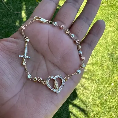 Cross and Virgin Rosary Bracelet