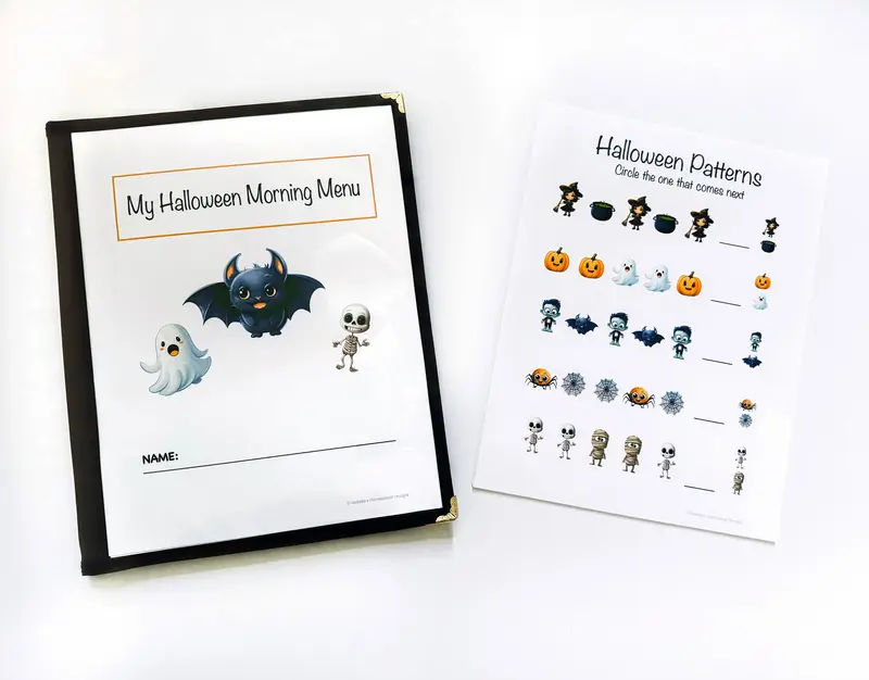Halloween Morning Menu For Preschoolers With 19 Activity Pages | Toddler Busy Book | Toddler Workbook | Halloween Activity Bo...