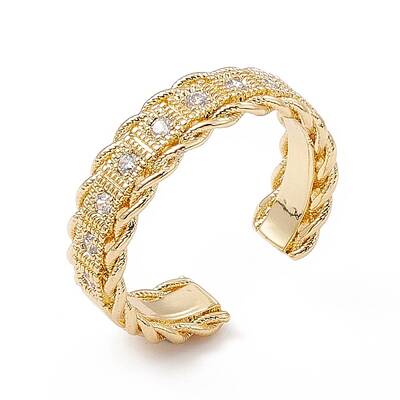 Clear Cubic Zirconia Square Open Cuff Ring