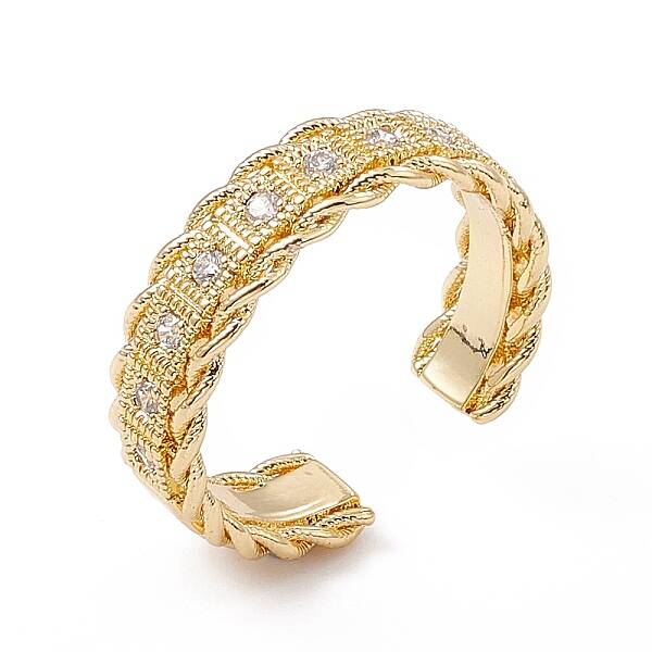 Clear Cubic Zirconia Square Open Cuff Ring