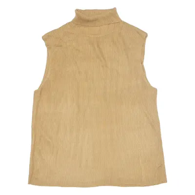 SAG HARBOR Stretch Vest Beige 90s Tight Knit Roll Neck Sleeveless Womens L