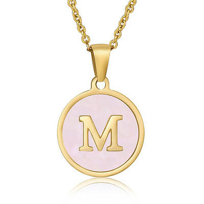 Natural Shell Initial Letter Pendant Necklace