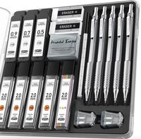 Four Candies 5PCS Metal Mechanical Pencil Set,  3PCS Art Drafting Pencils 0.5, 0.7, 0.9MM & 2PCS 2MM Mechanical Drawing Penci...