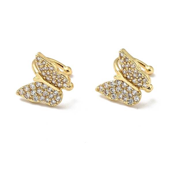 Clear Cubic Zirconia Butterfly Cuff Earrings