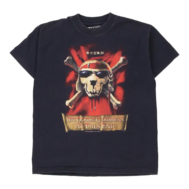 Age 8-10 Big Dogs Graphic T-Shirt - Medium Navy Cotton