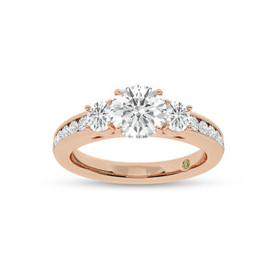 Aura Channel Set Half Coverage Three Stone Round Lab Grown Diamond Engagement Ring | Rose Gold  1 3/4 - 5 CT. TW.