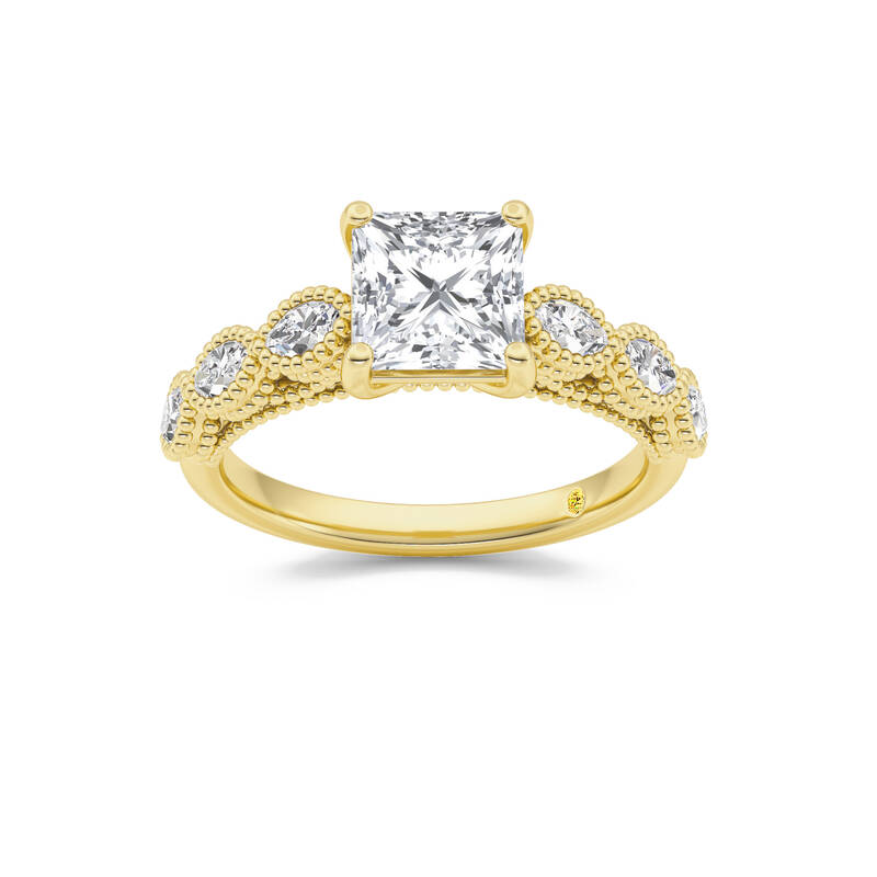 Lhasa Princess Cut Lab Grown Diamond Engagement Ring | 10K Yellow Gold 3 1/4 CT. TW.