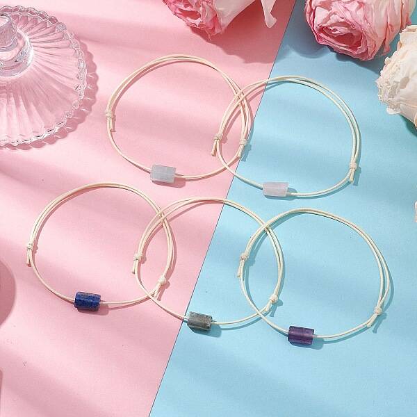 5Pcs Natural Gemstone Braided Bead Bracelets for Women